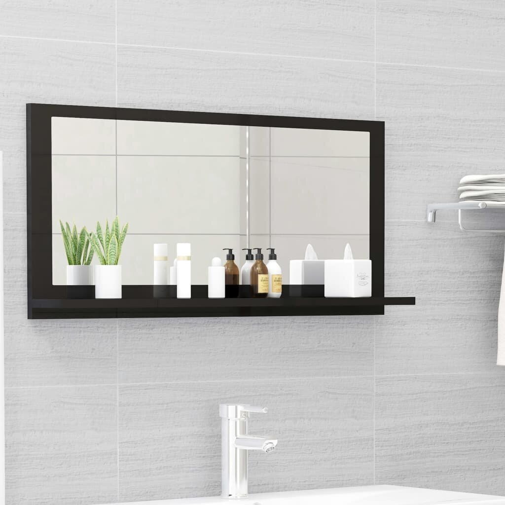 Vonios veidrodis, 80x10,5x37 cm, juodas blizgus цена и информация | Vonios veidrodžiai | pigu.lt