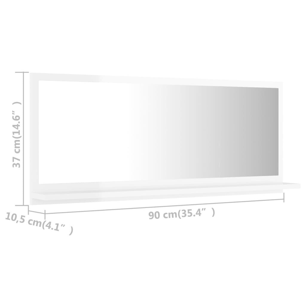Vonios veidrodis, 90x10,5x37 cm, baltas blizgus цена и информация | Vonios veidrodžiai | pigu.lt