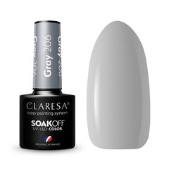 Стойкий гибридный лак для ногтей Claresa Grey 206, 5 г цена и информация | Лаки, укрепители для ногтей | pigu.lt