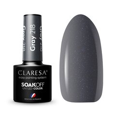 Стойкий гибридный лак для ногтей Claresa Grey 218, 5 г цена и информация | Лаки, укрепители для ногтей | pigu.lt
