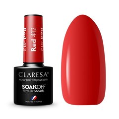 Стойкий гибридный лак для ногтей Claresa Red 412, 5 г цена и информация | Лаки, укрепители для ногтей | pigu.lt