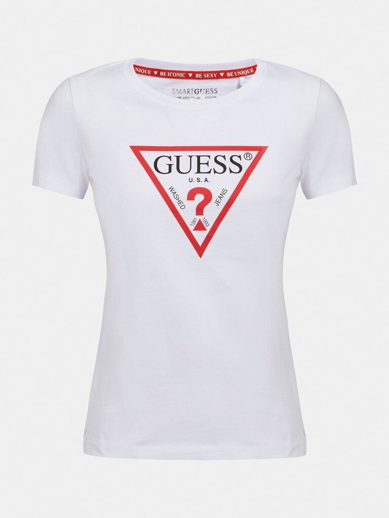 Moteriški marškinėliai Guess W1RI00*TWHT, baltos/raudonos spalvos kaina ir informacija | Marškinėliai moterims | pigu.lt