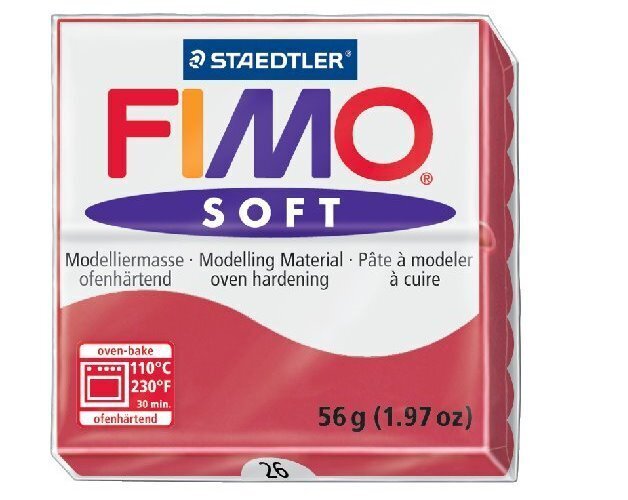 Modelinas Fimo Soft vyšninis(Cherry red) 56g kaina ir informacija | Piešimo, tapybos, lipdymo reikmenys | pigu.lt