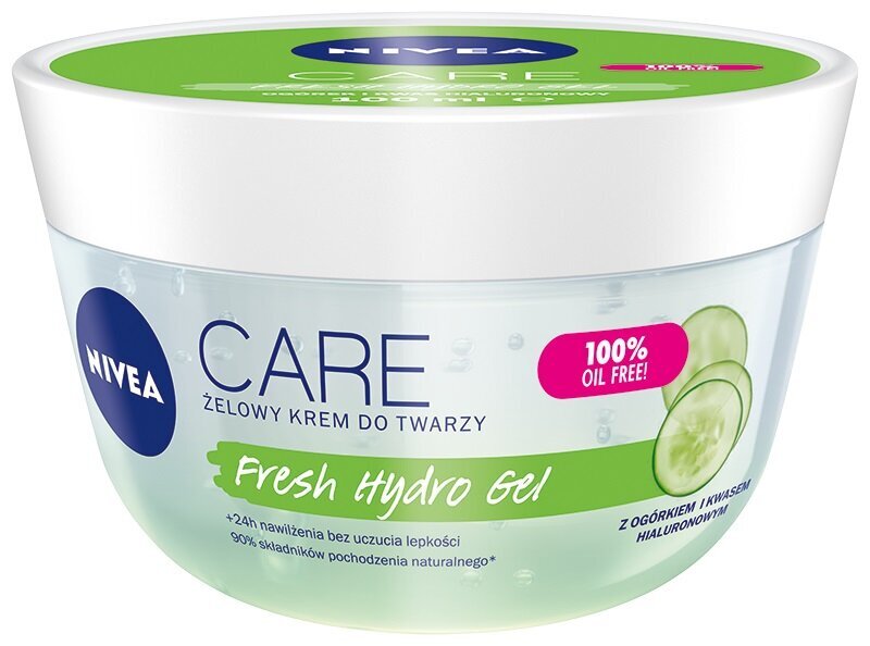 Gelinis veido kremas riebiai ir mišriai odai su hialurono rūgštimi Nivea Care Fresh Hybrid Gel, 100 ml цена и информация | Veido kremai | pigu.lt