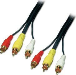 Кабель Lindy RCA (Cinch) x3 - RCA (Cinch) x3 10 м цена и информация | Кабели и провода | pigu.lt