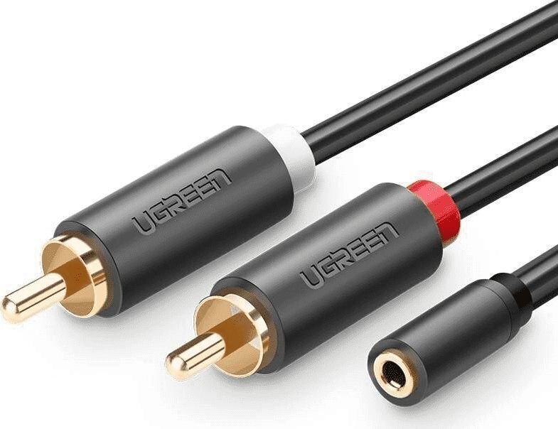 Ugreen AV102 garso laidas 2RCA, 3,5 mm, 5 m, juodas цена и информация | Kabeliai ir laidai | pigu.lt