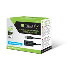 USB kabelio ilgiklis Techly, aktyvus USB 2.0 A-A M/F 5m, juodas kaina ir informacija | Kabeliai ir laidai | pigu.lt