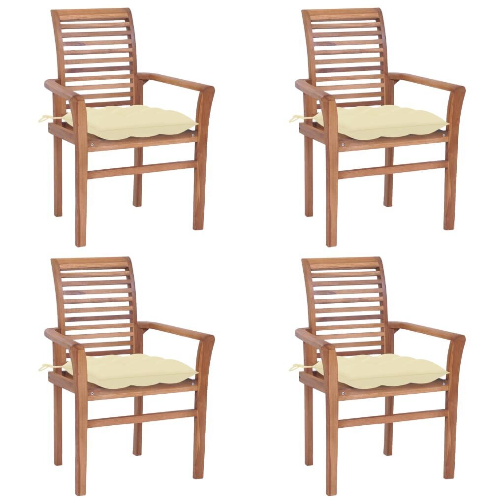 Valgomojo kėdės su pagalvėlėmis, 4 vnt, smėlio kaina ir informacija | Lauko kėdės, foteliai, pufai | pigu.lt