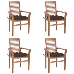 Valgomojo kėdės su pagalvėlėmis, 4 vnt, rudos kaina ir informacija | Lauko kėdės, foteliai, pufai | pigu.lt