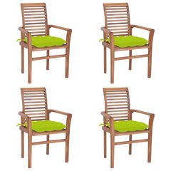 Valgomojo kėdės su pagalvėlėmis, 4 vnt, žalios kaina ir informacija | Lauko kėdės, foteliai, pufai | pigu.lt