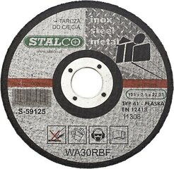 Nerūdijančio plieno pjovimo diskas Stalco 230x2mm kaina ir informacija | Mechaniniai įrankiai | pigu.lt