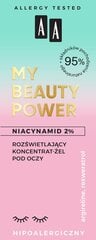 Осветляющий гель для глаз AA My Beauty Power Niacinamine 2%, 15 мл цена и информация | Сыворотки, кремы для век | pigu.lt