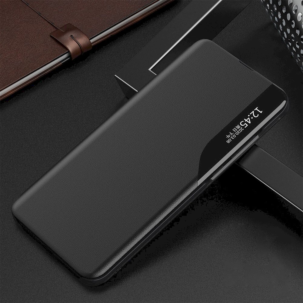 Fusion Eco Leather View dėklas, skirtas Xiaomi Redmi Note 9T 5G, juodas kaina ir informacija | Telefono dėklai | pigu.lt