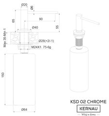 Dozatorius Kernau KSD 02 Chrome kaina ir informacija | Virtuvinių plautuvių ir maišytuvų priedai | pigu.lt