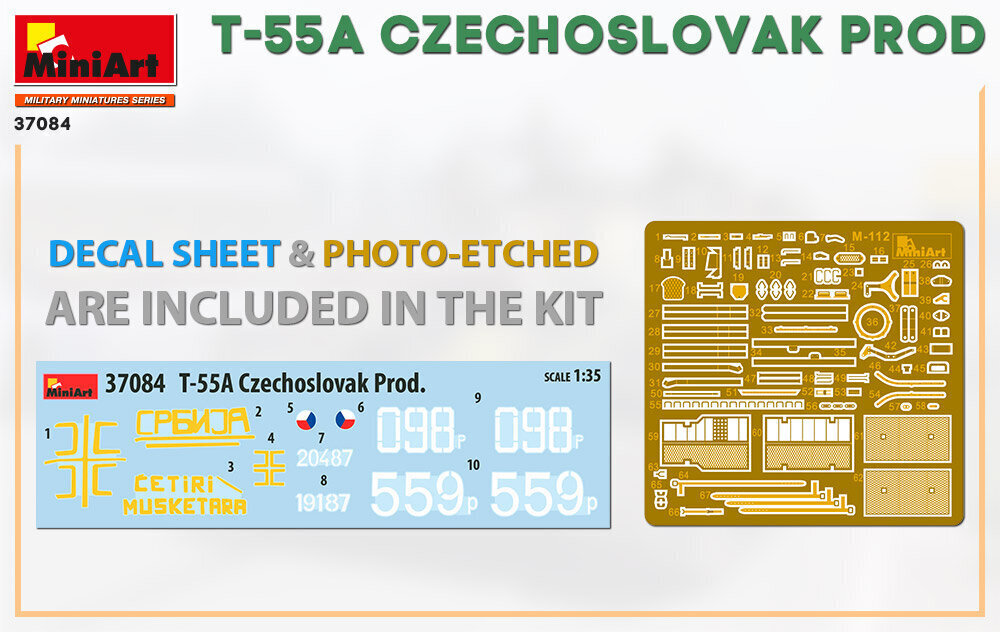 Klijuojamas modelis MiniArt 37084 T-55A Czechoslovak Production 1/35 kaina ir informacija | Klijuojami modeliai | pigu.lt