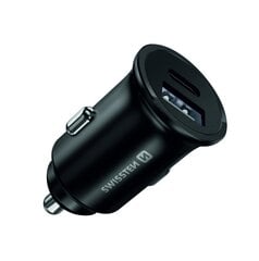 Swissten 30W iPhone / iPad Metal Car Charger Adapter with 20W Power Delivery USB-C + 10W USB / Black kaina ir informacija | Krovikliai telefonams | pigu.lt