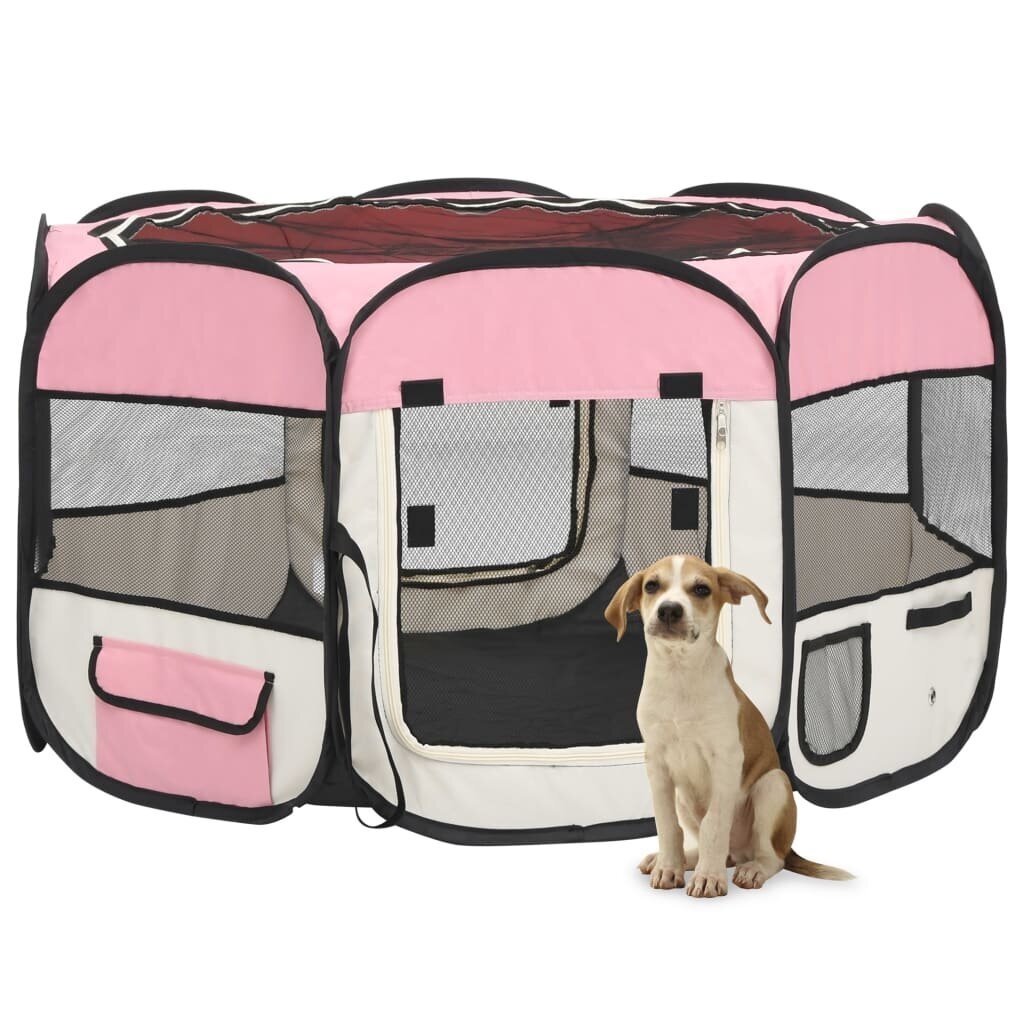 Sulankstomas aptvaras šunims su krepšiu, rožinis цена и информация | Transportavimo narvai, krepšiai | pigu.lt