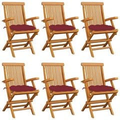 Sodo kėdės su vyno raudonomis pagalvėlėmis, 6 vnt, rudos цена и информация | Садовые стулья, кресла, пуфы | pigu.lt