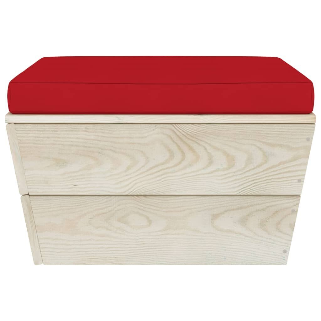 Sodo baldų komplektas iš palečių su pagalvėmis, 11 dalių, raudonas цена и информация | Lauko baldų komplektai | pigu.lt
