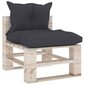 Vidurinė sodo sofos dalis iš palečių su pagalvėlėmis, pilka kaina ir informacija | Lauko kėdės, foteliai, pufai | pigu.lt