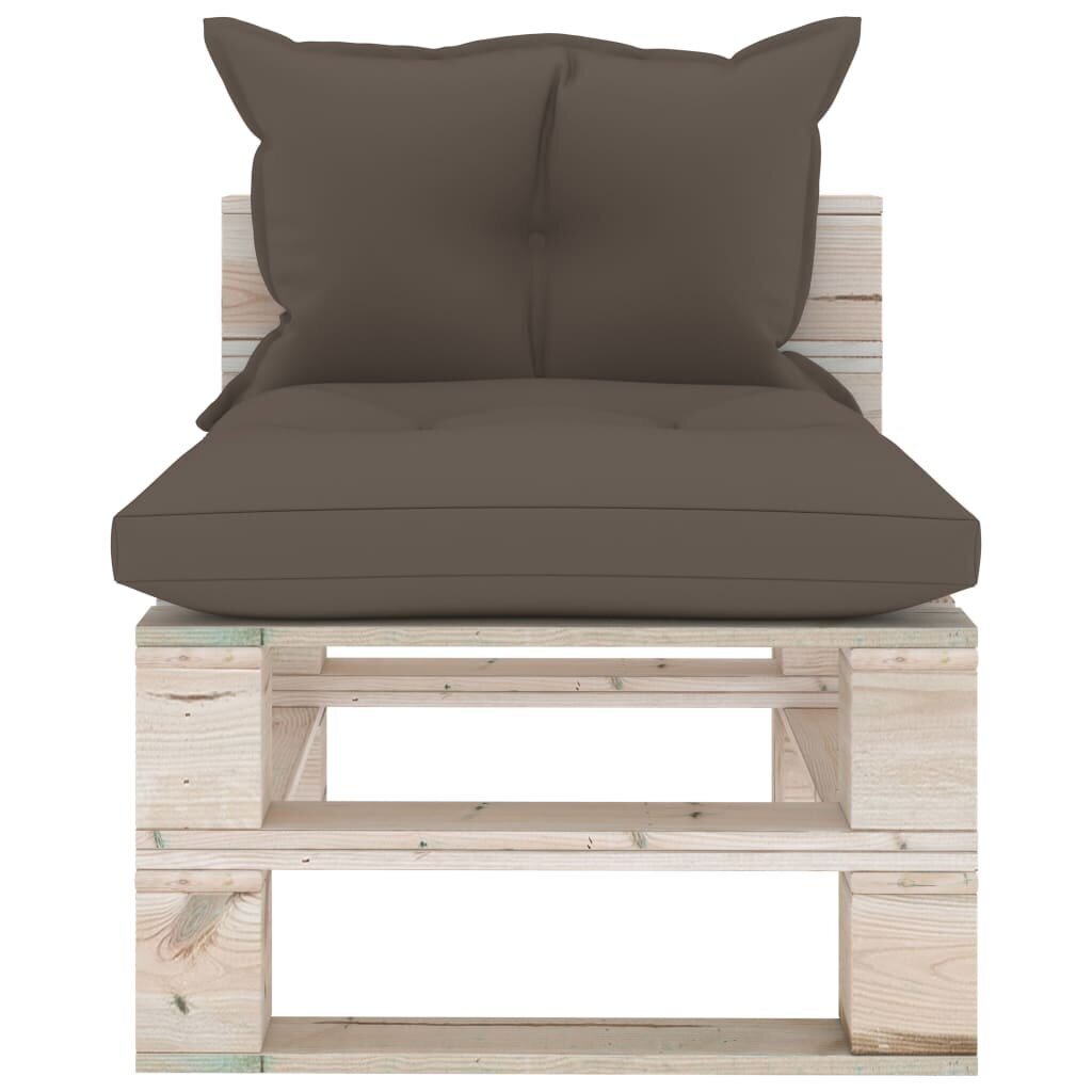 Vidurinė sodo sofos dalis iš palečių su pagalvėlėmis, ruda kaina ir informacija | Lauko kėdės, foteliai, pufai | pigu.lt