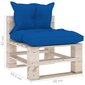Vidurinė sodo sofos dalis iš palečių su pagalvėlėmis, mėlyna kaina ir informacija | Lauko kėdės, foteliai, pufai | pigu.lt