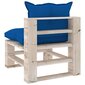 Vidurinė sodo sofos dalis iš palečių su pagalvėlėmis, mėlyna kaina ir informacija | Lauko kėdės, foteliai, pufai | pigu.lt
