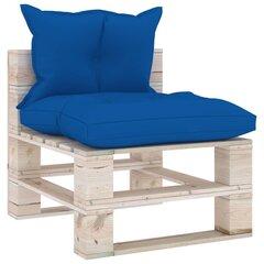 Vidurinė sodo sofos dalis iš palečių su pagalvėlėmis, mėlyna цена и информация | Садовые стулья, кресла, пуфы | pigu.lt