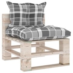 Vidurinė sodo sofos dalis iš palečių su pagalvėlėmis, pilka kaina ir informacija | Lauko kėdės, foteliai, pufai | pigu.lt