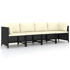 Keturvietė sodo sofa su pagalvėlėmis, juoda цена и информация | Садовые стулья, кресла, пуфы | pigu.lt