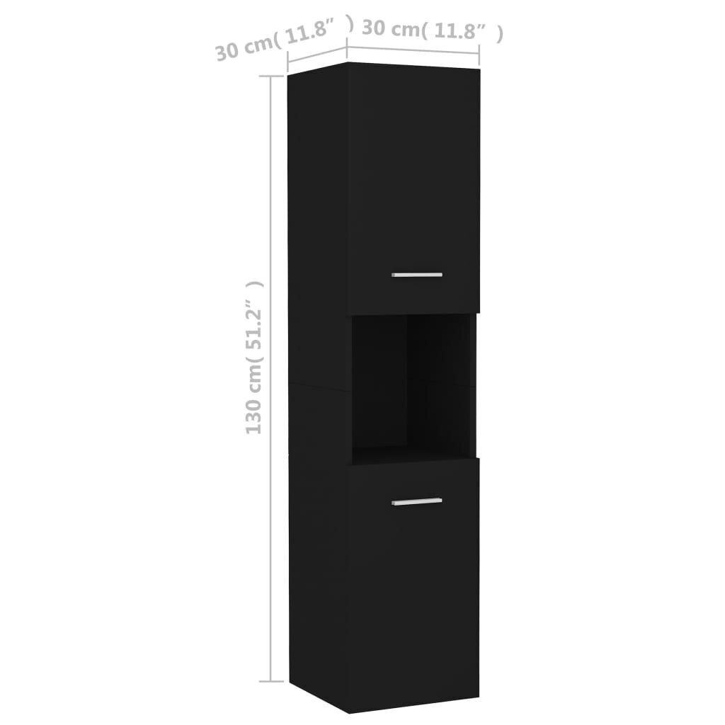 Vonios kambario spintelė, 30x30x130 cm, juoda цена и информация | Vonios spintelės | pigu.lt