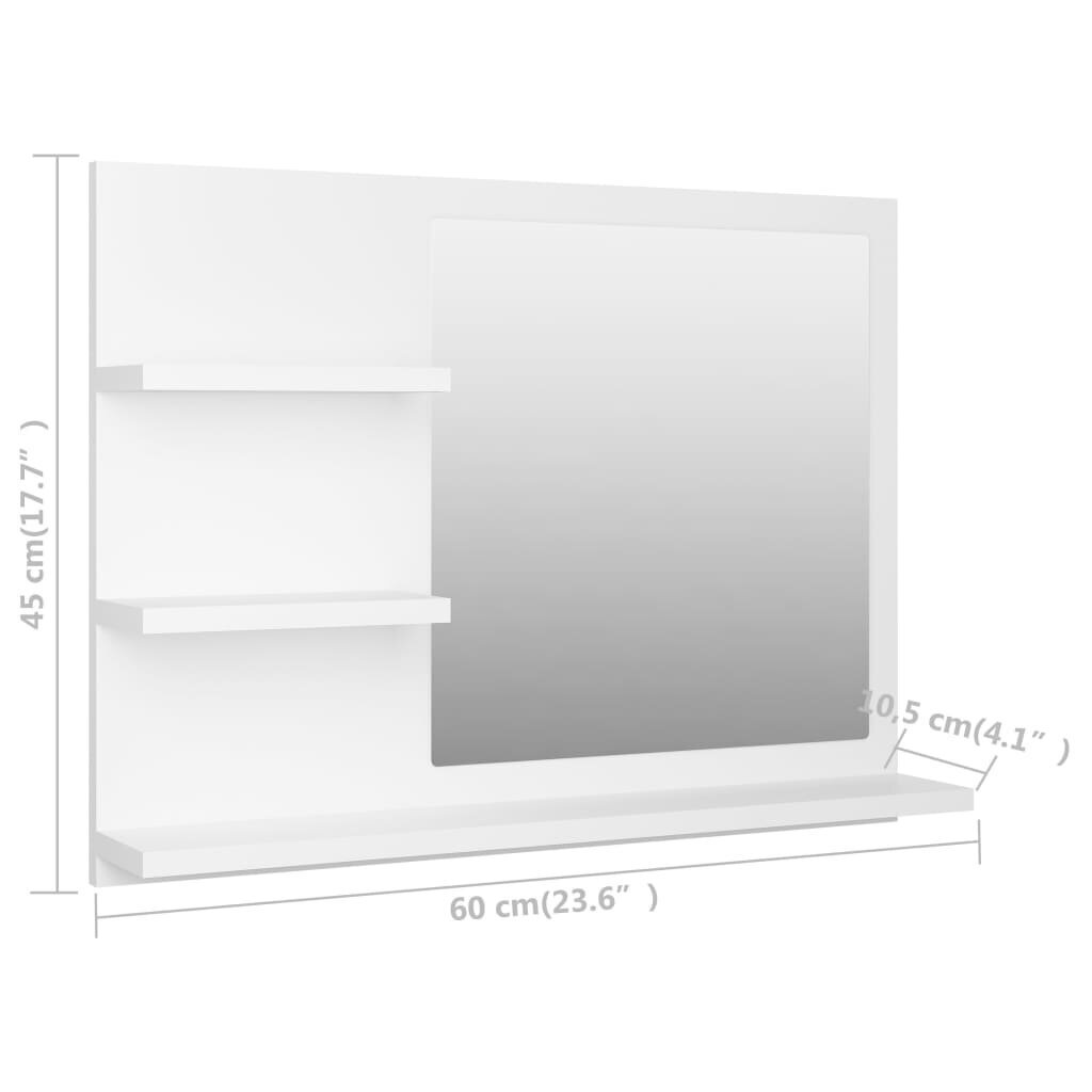 Vonios veidrodis, 60x10,5x45 cm, baltas kaina ir informacija | Vonios veidrodžiai | pigu.lt
