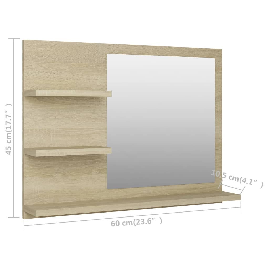 Vonios veidrodis, 60x10,5x45 cm, ąžuolo spalvos kaina ir informacija | Vonios veidrodžiai | pigu.lt
