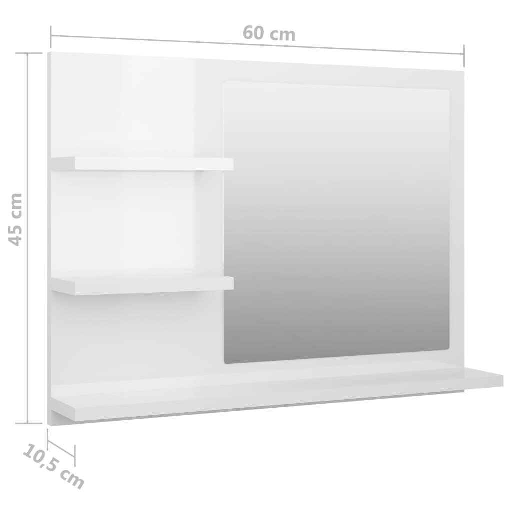 Vonios veidrodis, 60x10,5x45 cm, baltas blizgus цена и информация | Vonios veidrodžiai | pigu.lt