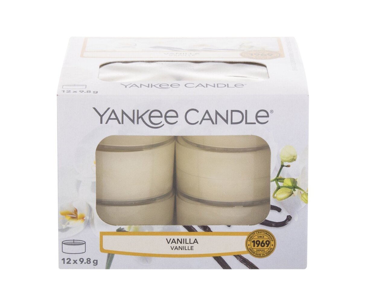 Kvapiosios arbatinės žvakės Yankee Candle Vanilla 9,8 g, 12 vnt. kaina ir informacija | Žvakės, Žvakidės | pigu.lt