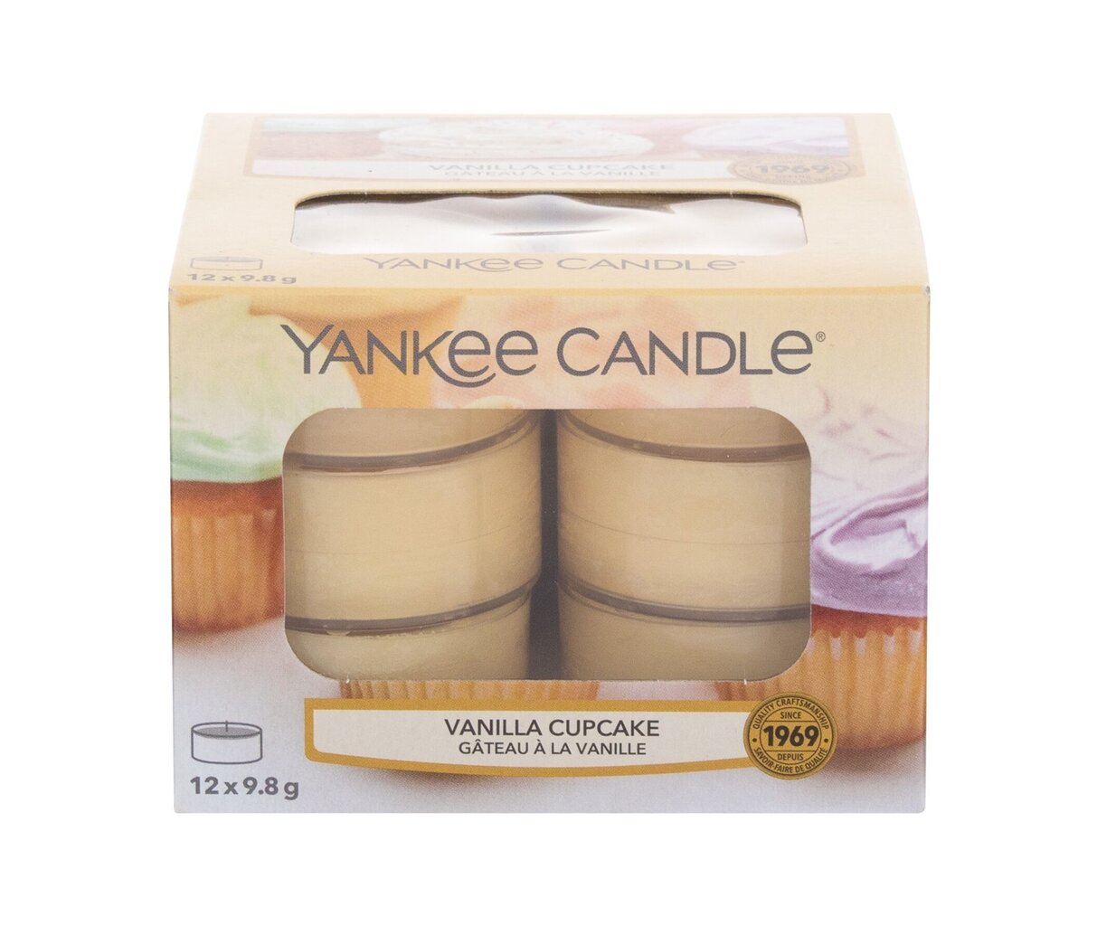 Kvapiosios arbatinės žvakės Yankee Candle Vanilla Cupcake 9,8 g, 12 vnt. kaina ir informacija | Žvakės, Žvakidės | pigu.lt