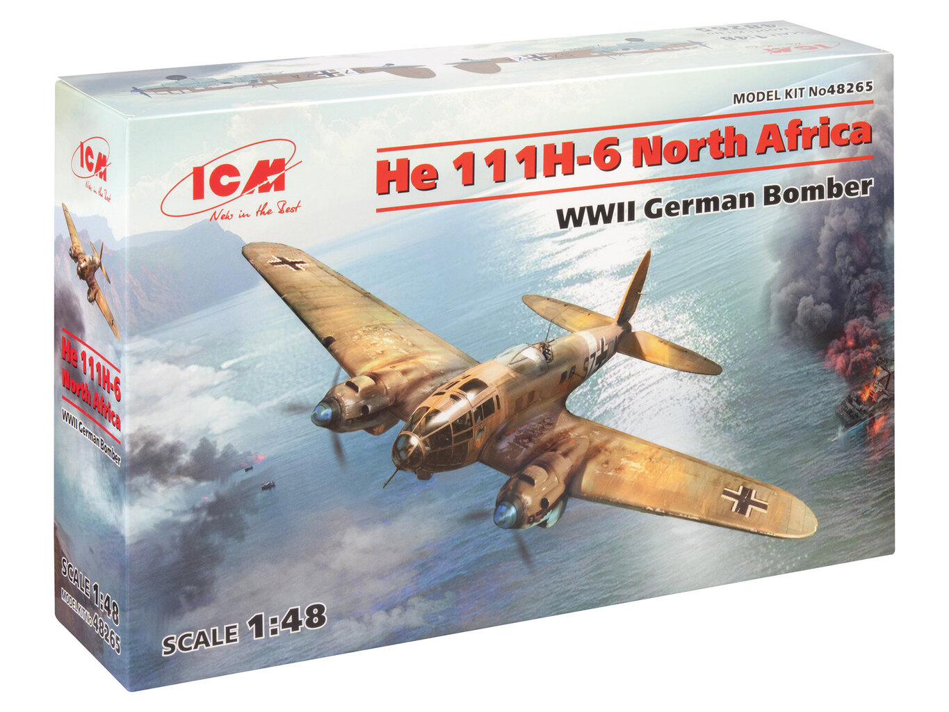 Klijuojamas Modelis ICM 48265 German He 111H-6 North Africa 1/48 kaina ir informacija | Klijuojami modeliai | pigu.lt