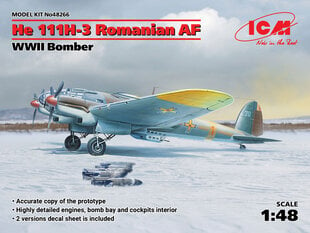 Клейкая модель ICM 48266 He 111H-3 Romanian AF 1/48 цена и информация | Склеиваемые модели | pigu.lt