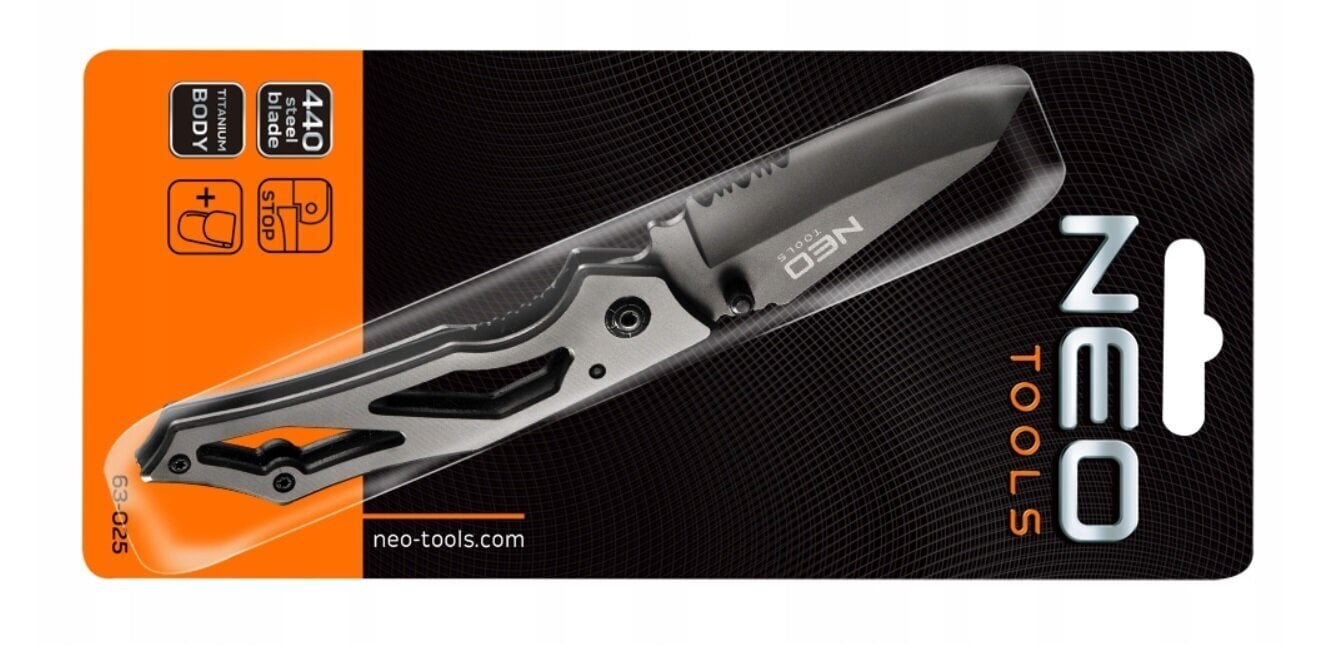 Sulankstomas peilis su fiksatoriumi Neo Tools, titaninis kaina ir informacija | Mechaniniai įrankiai | pigu.lt