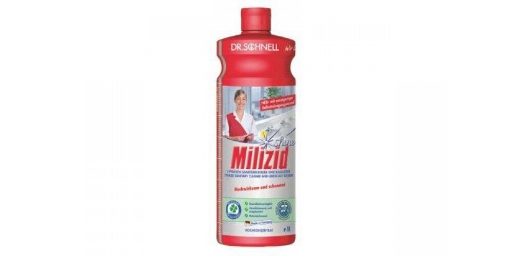 "Milizid pure shine" Sanitarinių patalpų valiklis ir kalkių nuosėdų šalintojas, 1 l kaina ir informacija | Valikliai | pigu.lt