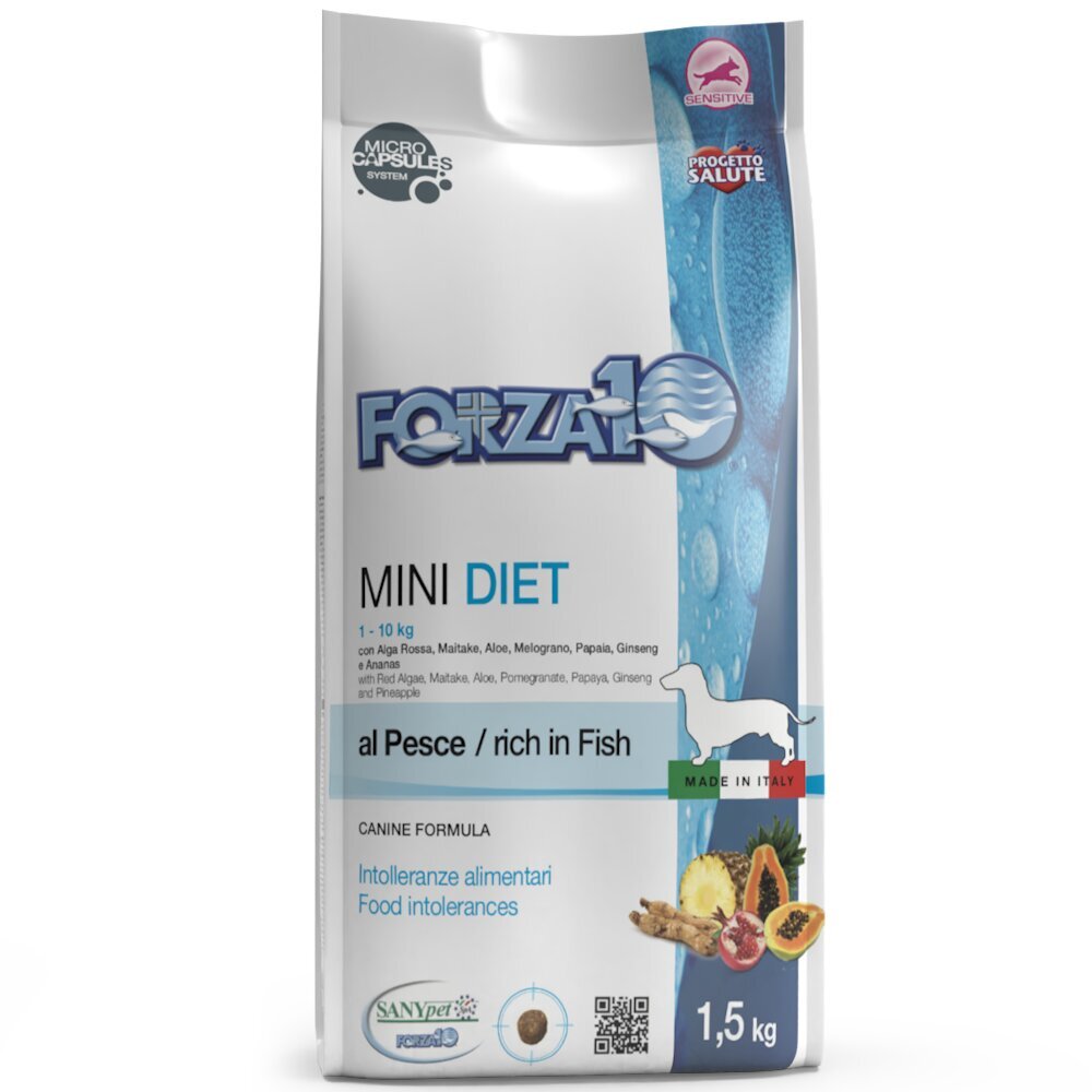 Forza10 Mini Diet mažų veislių alergiškiems šunims, su žuvimi, 1,5 kg цена и информация | Sausas maistas šunims | pigu.lt