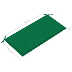Sodo suoliukas su žalia pagalvėle, 112 cm, rudas kaina ir informacija | Lauko suolai | pigu.lt
