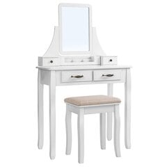 Косметический столик с пуфом Songmics 80x137,5 см, белый цена и информация | Туалетные столики | pigu.lt