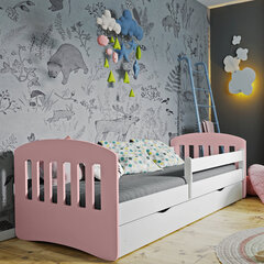 Детская кровать с матрасом Selsey Pamma, 80x180 см, белая/светло-розовая цена и информация | Детские кровати | pigu.lt