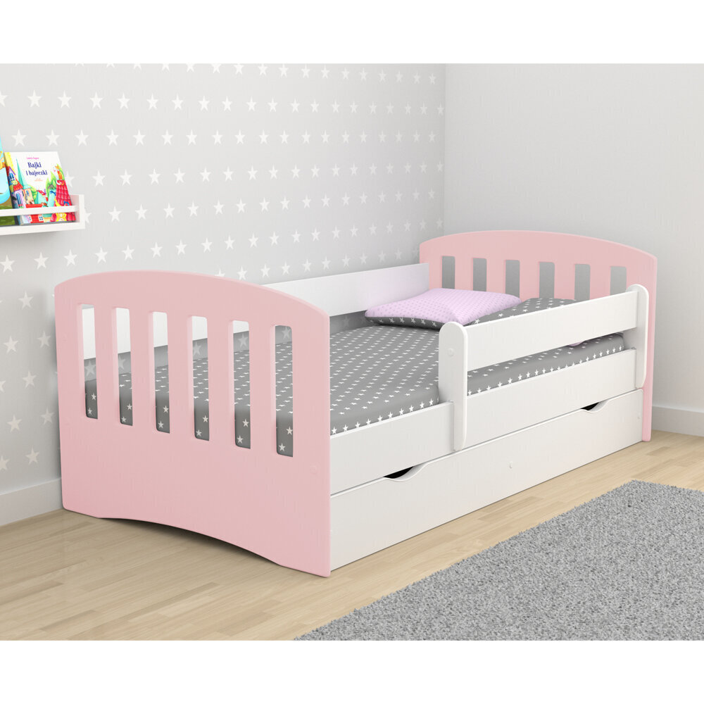 Vaikiška lova Selsey Pamma, 80x180 cm, balta/šviesiai rožinė kaina ir informacija | Vaikiškos lovos | pigu.lt