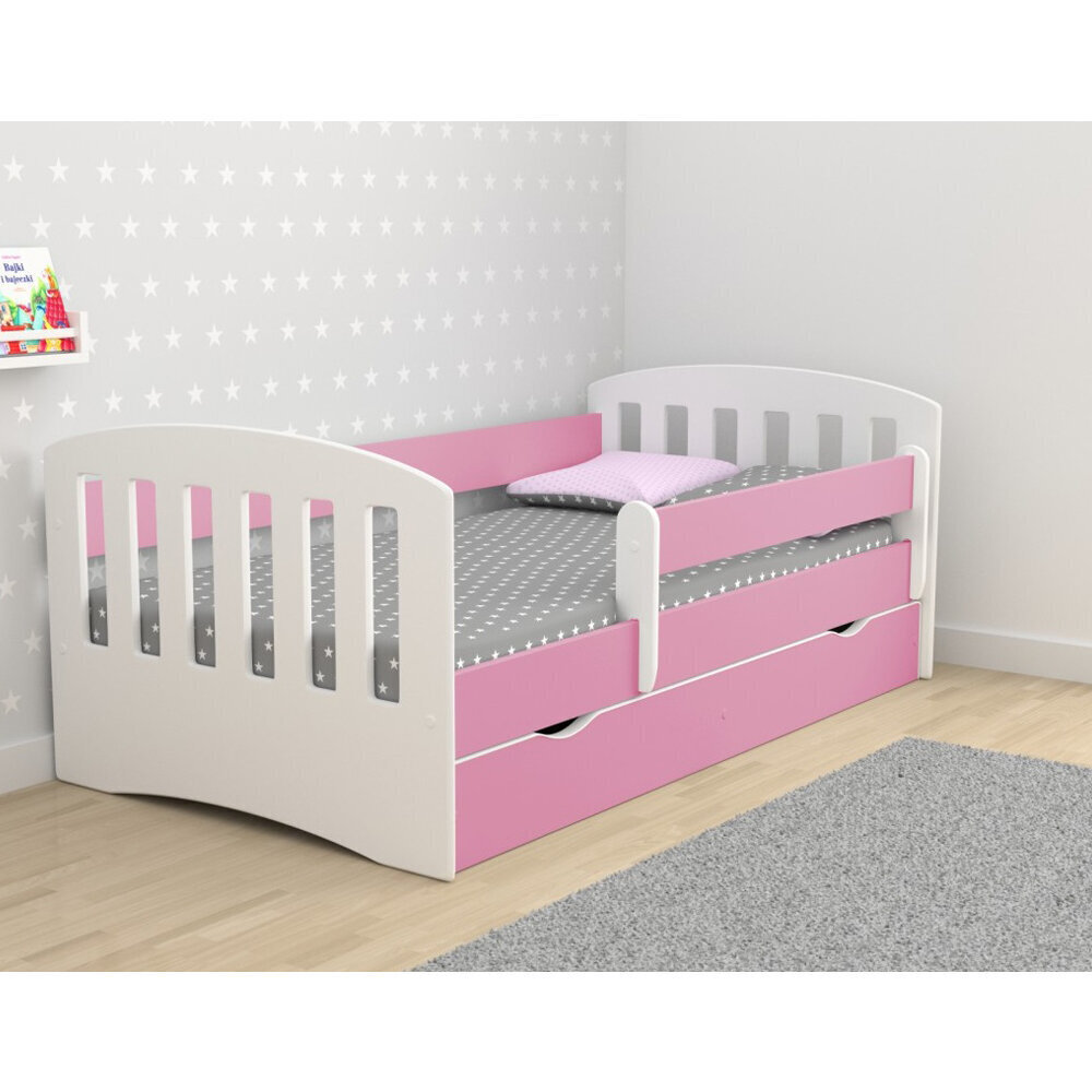 Vaikiška lova su čiužiniu Selsey Pamma, 80x140 cm, balta/rožinė цена и информация | Vaikiškos lovos | pigu.lt