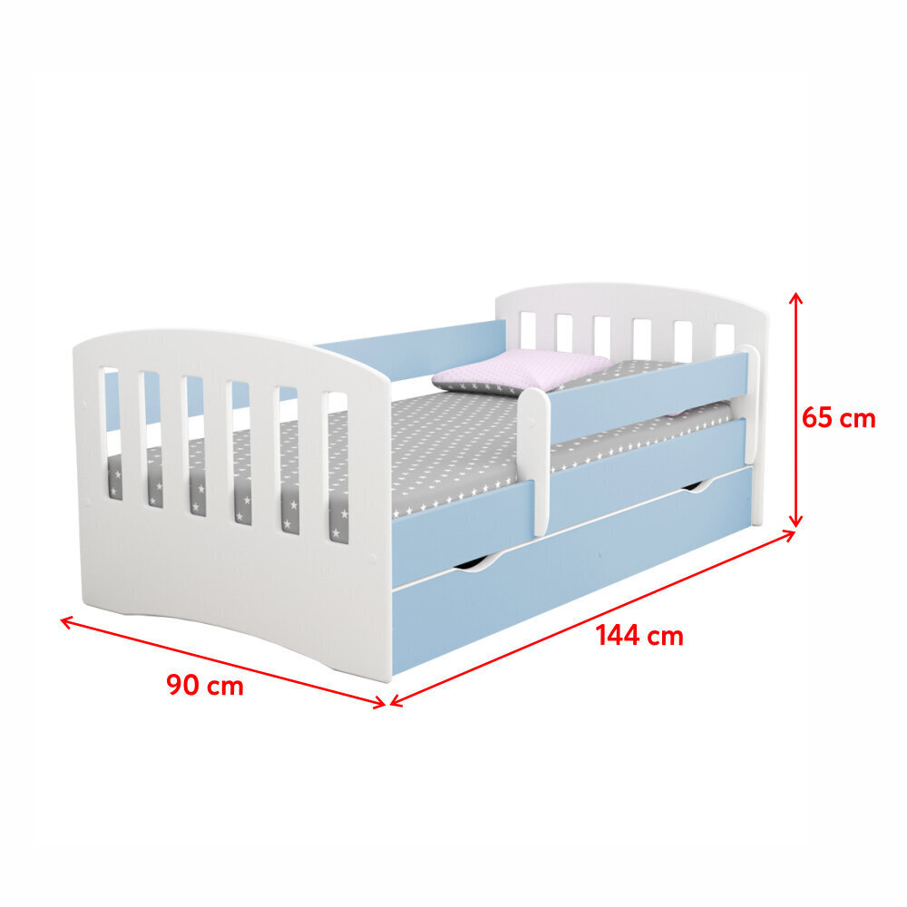 Vaikiška lova su čiužiniu Selsey Pamma, 80x140 cm, balta/mėlyna kaina ir informacija | Vaikiškos lovos | pigu.lt