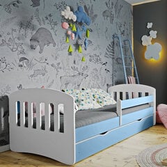 Детская кровать с матрасом Selsey Pamma, 80x140 см, белая/синяя цена и информация | Детские кровати | pigu.lt