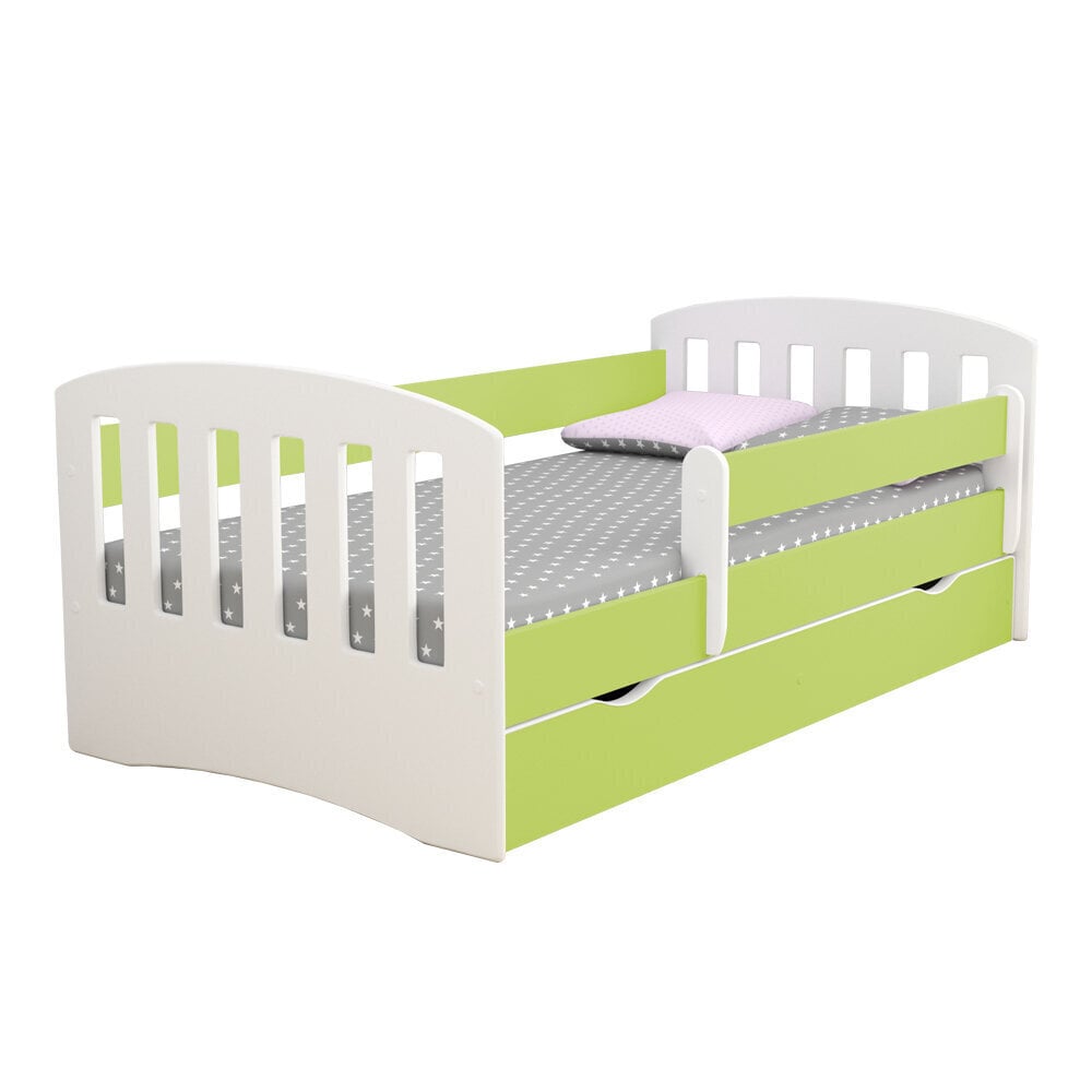 Vaikiška lova su čiužiniu Selsey Pamma, 80x160 cm, balta/žalia цена и информация | Vaikiškos lovos | pigu.lt