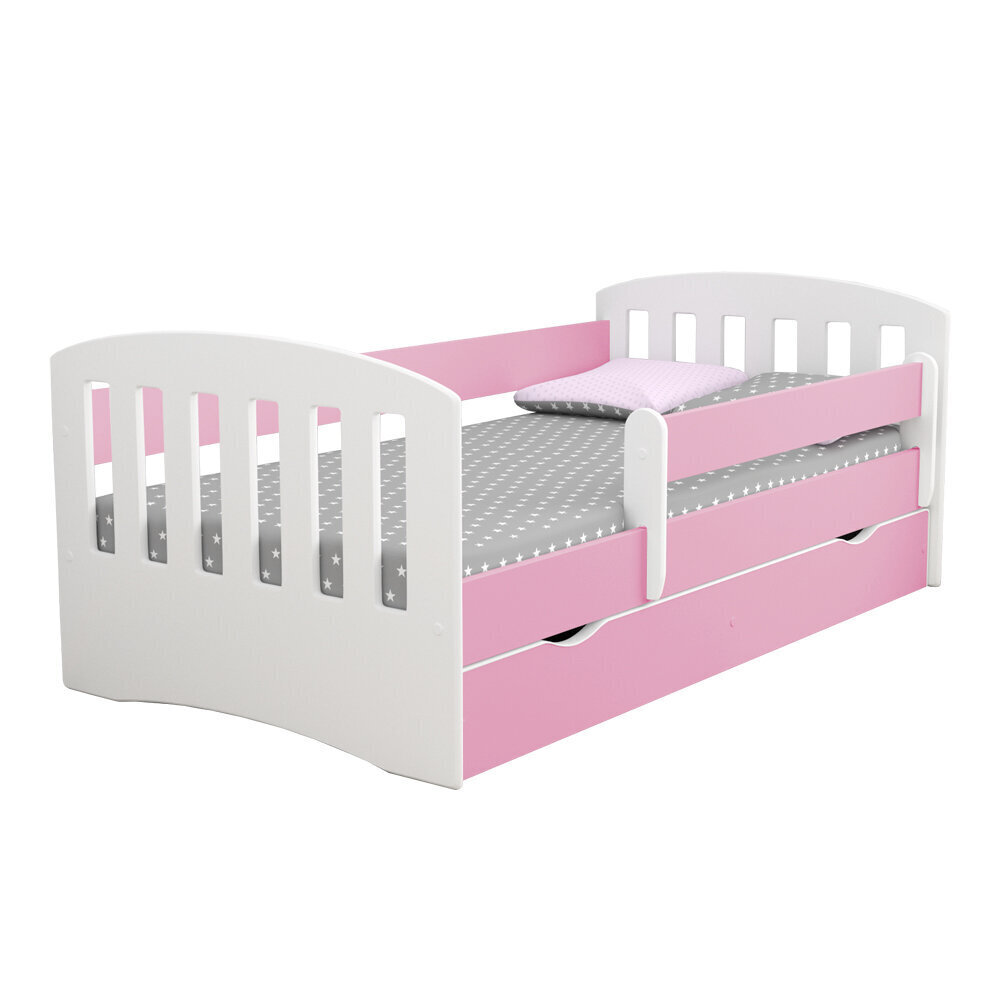 Vaikiška lova su čiužiniu Selsey Pamma, 80x160 cm, balta/rožinė цена и информация | Vaikiškos lovos | pigu.lt